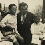 Babe Ruth with kids in the hospital