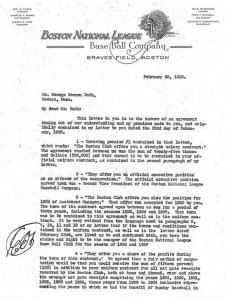 Babe Ruth agreement with the Braves